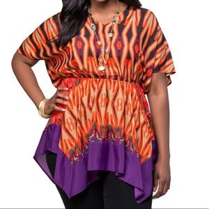 Ashley Stewart Tribal Hanky Hem Tunic